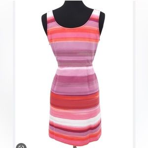 Loft Pink Orange Sunset Sleeveless Structured Mini Dress - Size 12